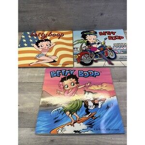 BETTY BOOP Vintage 12"x12" 16 MONTH CALENDARS Motorcycle Patriotic Beach Lot 3